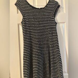 LOFT Petite Black and White Striped Dress